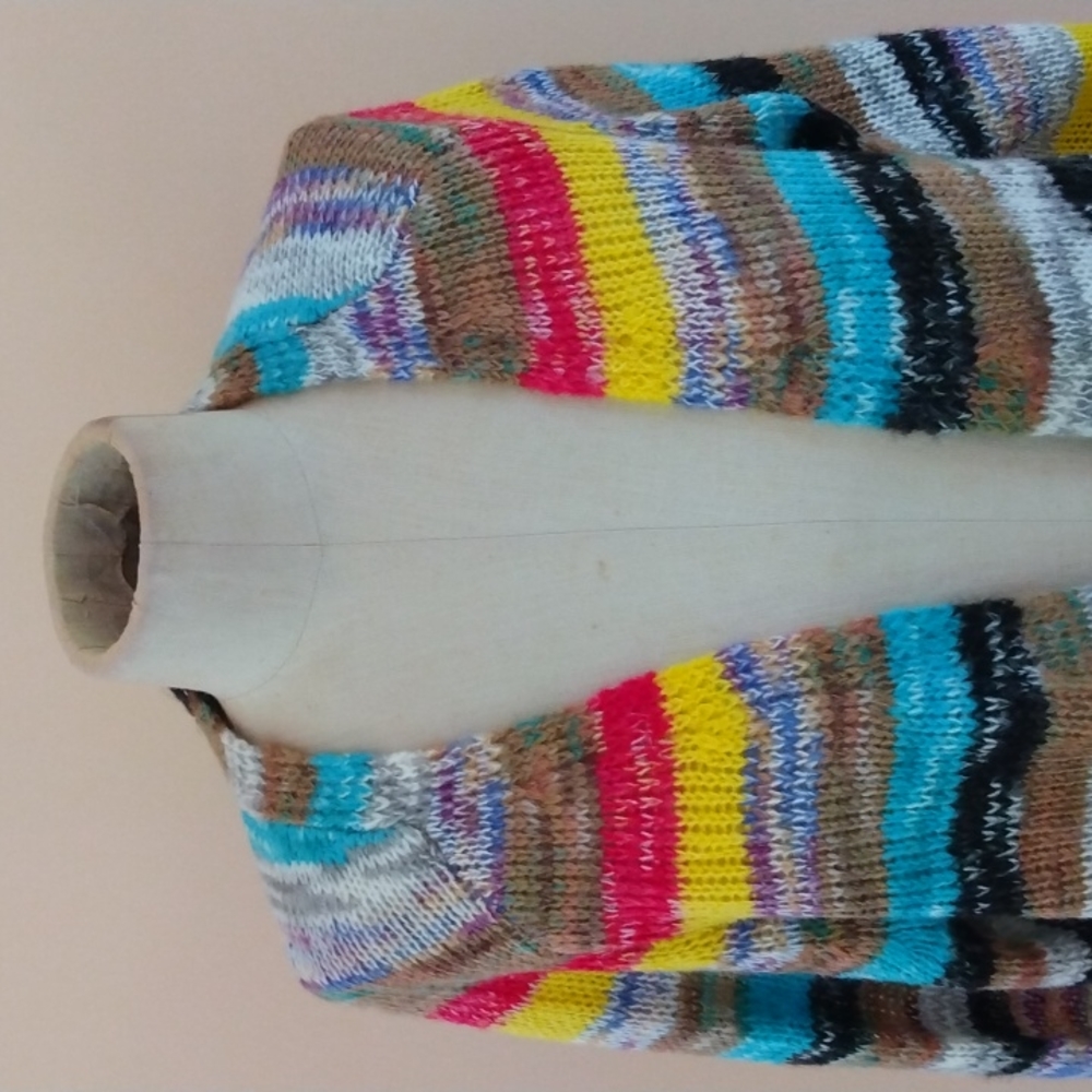 Noracora  Colorful Open Front Knit Sweater. - Picture 2 of 10